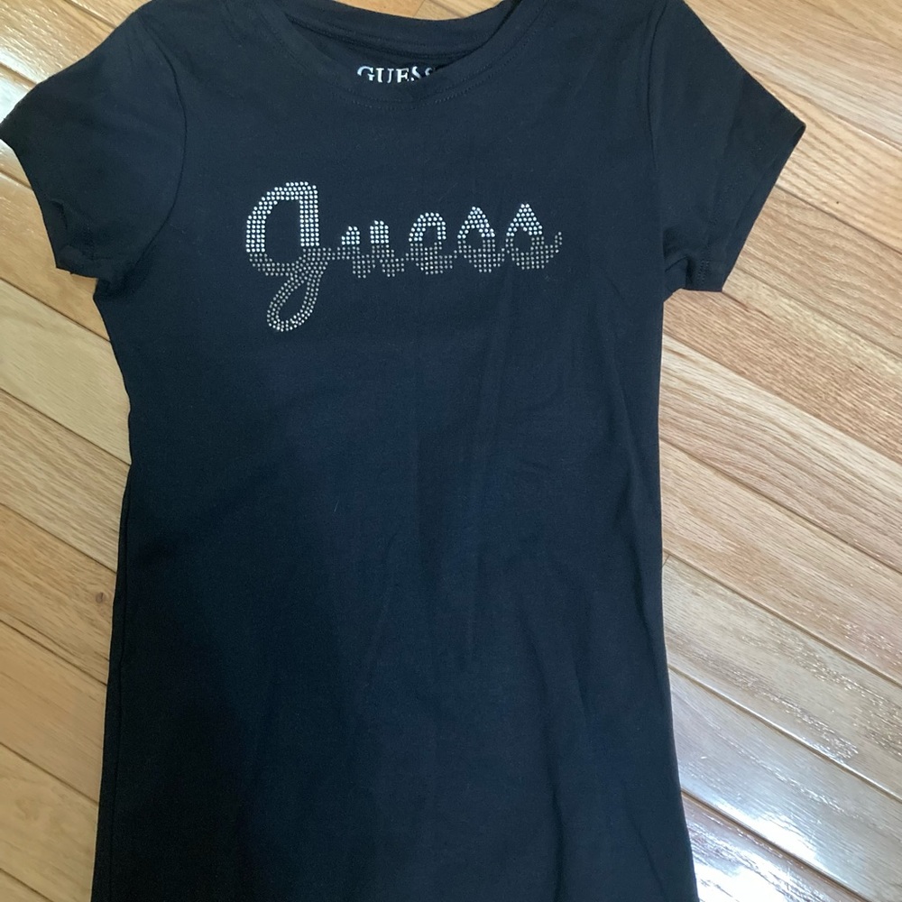 Guess Black T Shirt with rhinestones. Size XS
